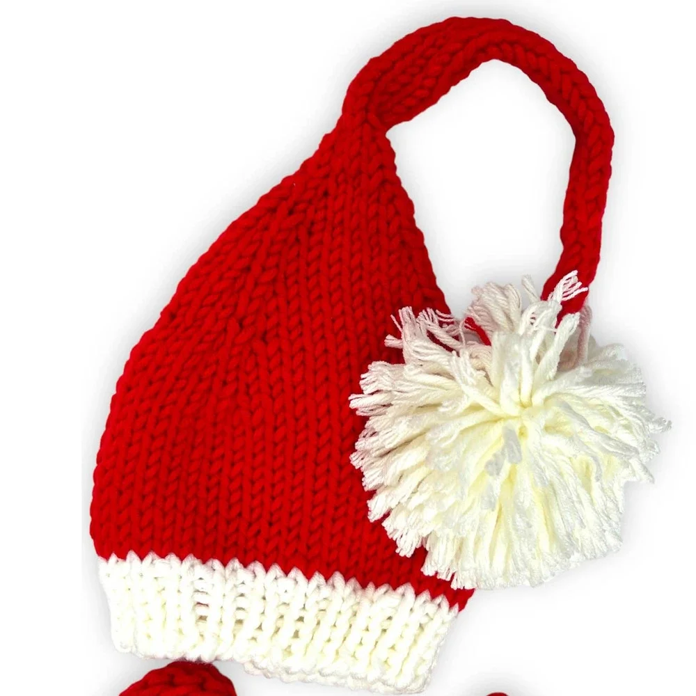 Newborn Baby CHRISTMAS Photo Shoot Knit Outfit Costume | Overalls & Hat - Picture 3 of 5